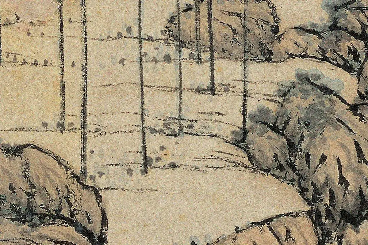 明代·沈贞山水画《竹炉山房图》高清大图局部细节 (8)