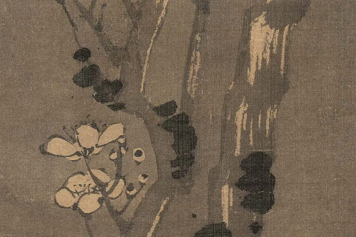 陈宪章国画梅花《烟笼玉树图》高清大图局部细节 (1)