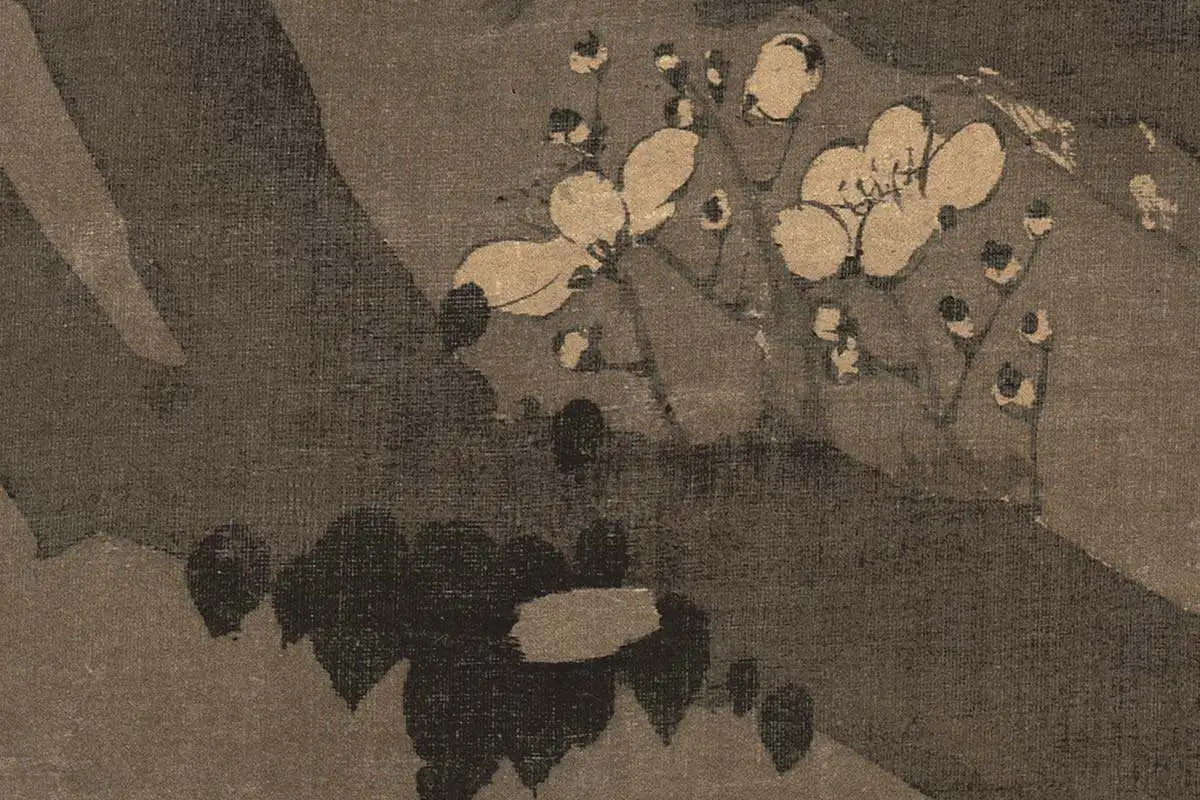 陈宪章国画梅花《烟笼玉树图》高清大图局部细节 (6)