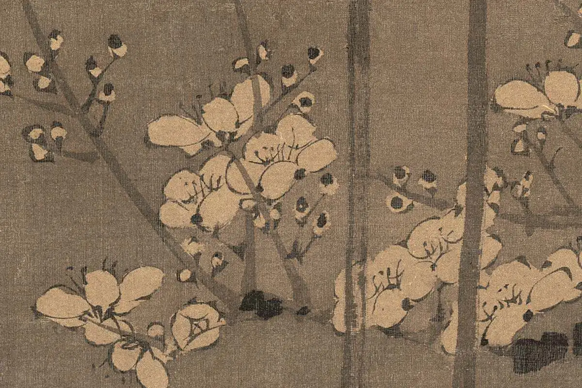 陈宪章国画梅花《烟笼玉树图》高清大图局部细节 (7)