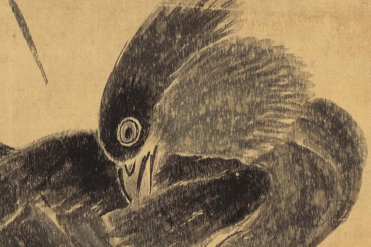 李因《芙蓉鸳鸯图》高清大图局部细节 (1)