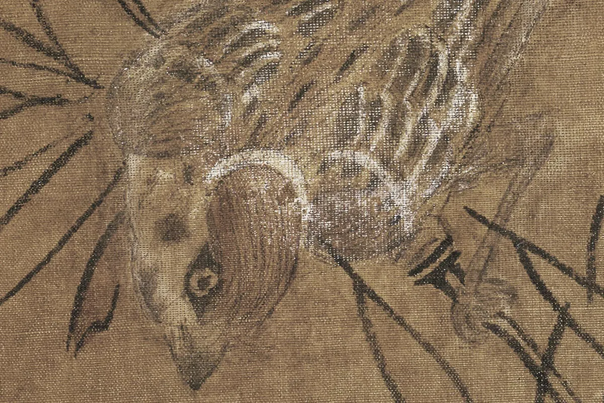 辽《竹雀双兔图》高清大图局部细节 (3)