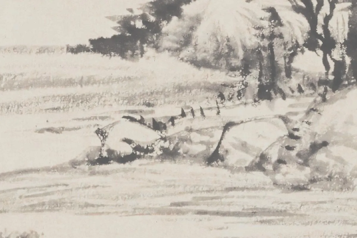 董其昌水墨山水《林和靖诗意图(三竺溪流图)》局部细节 (8)