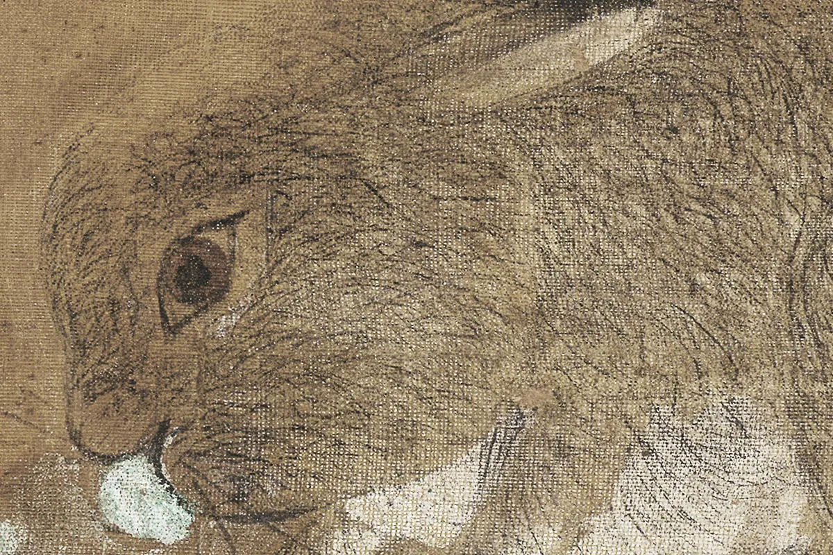 辽《竹雀双兔图》高清大图局部细节 (1)