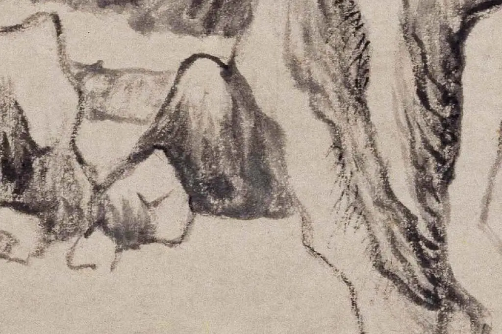 董其昌水墨山水画《佘山游境图》局部 (7)