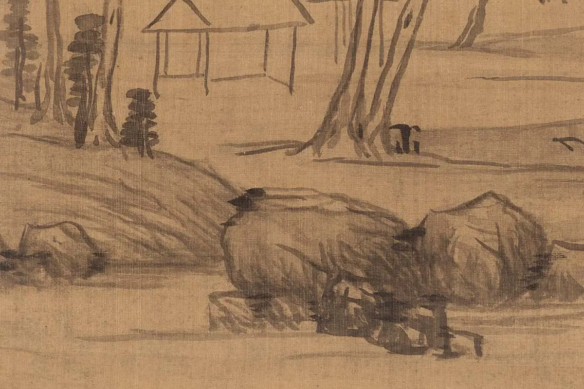 程嘉燧山水画高清大图局部细节 (1)