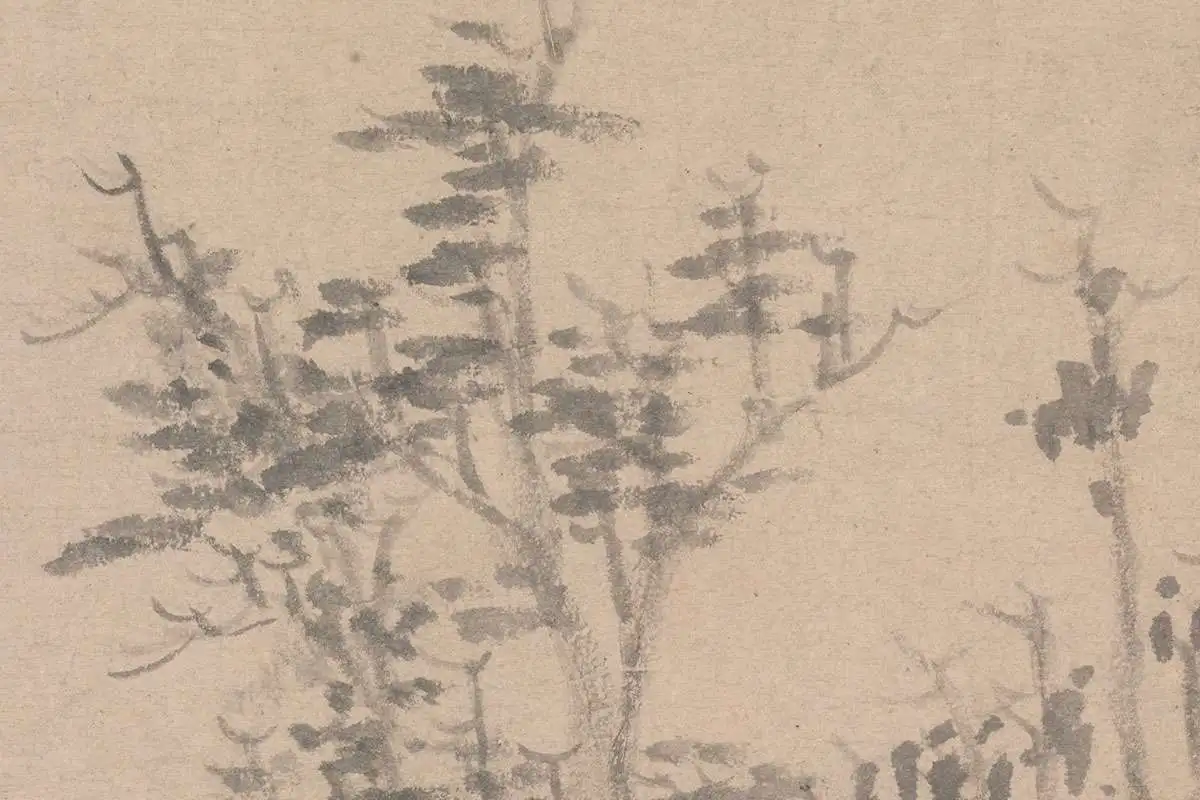 倪瓒《江渚风林图》高清大图局部细节 (6)