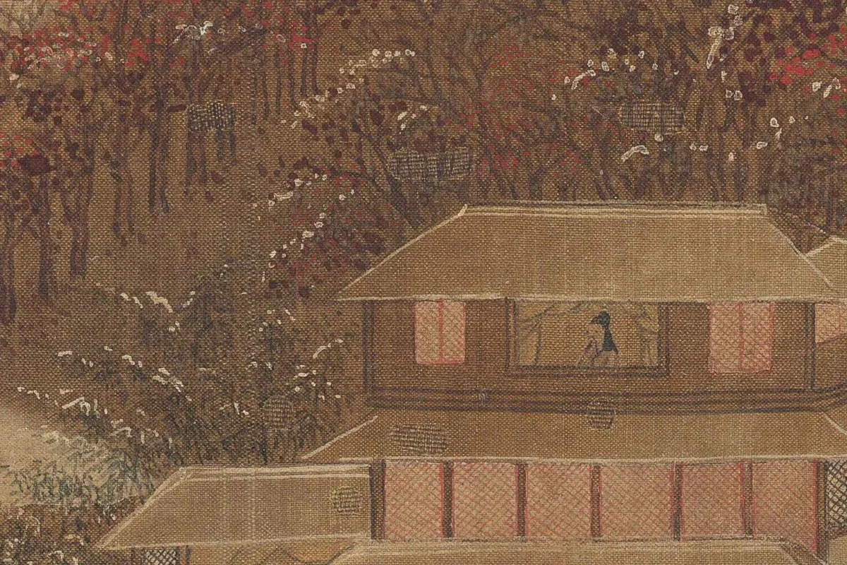 杨升没骨山水画《蓬莱飞雪图》高清大图局部细节 (8)