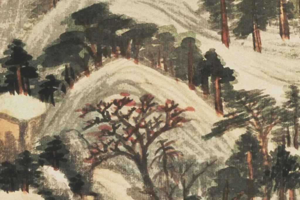 董其昌《仿杨慎修雨中遣怀曲意图》局部 (2)