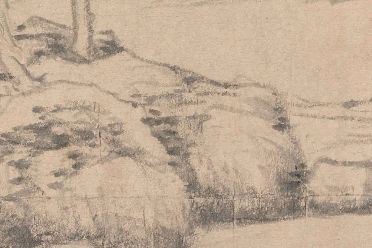 倪瓒《江渚风林图》高清大图局部细节 (2)