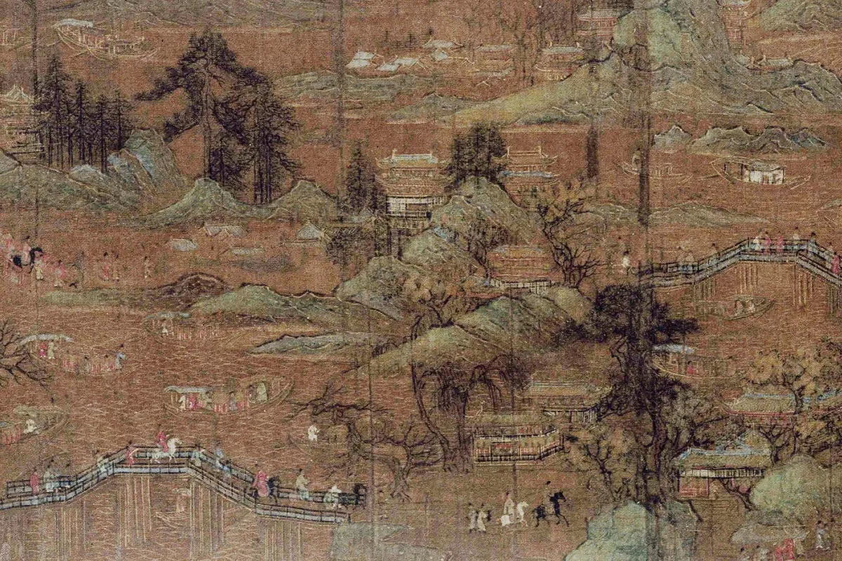 青绿楼阁画《宫苑图》局部 (3)