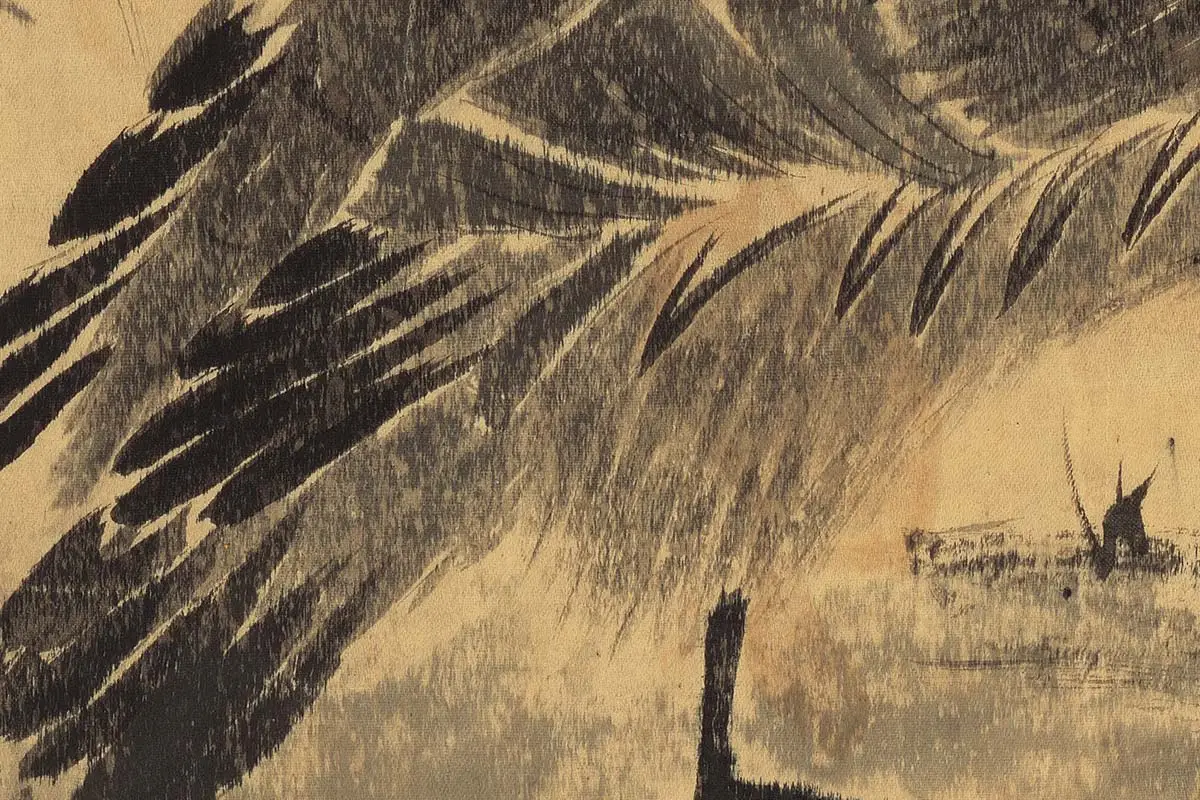 李因《芙蓉鸳鸯图》高清大图局部细节 (2)