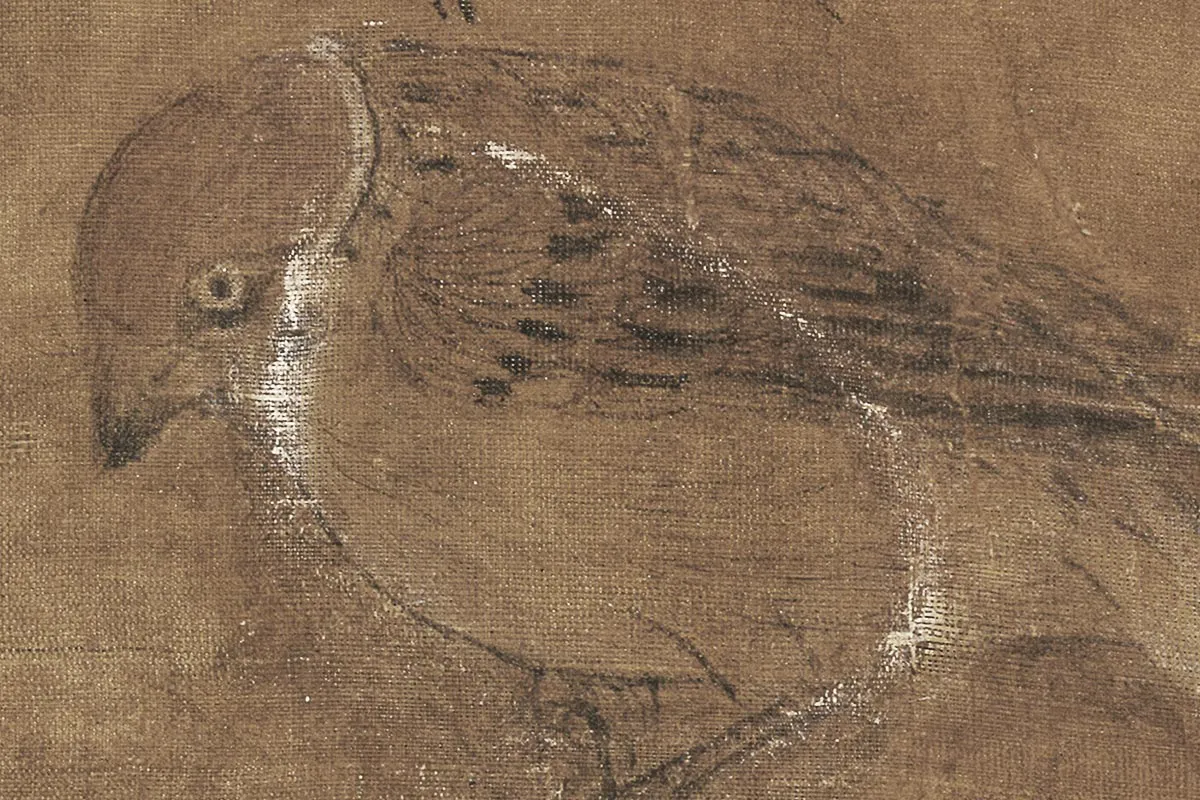 辽《竹雀双兔图》高清大图局部细节 (4)