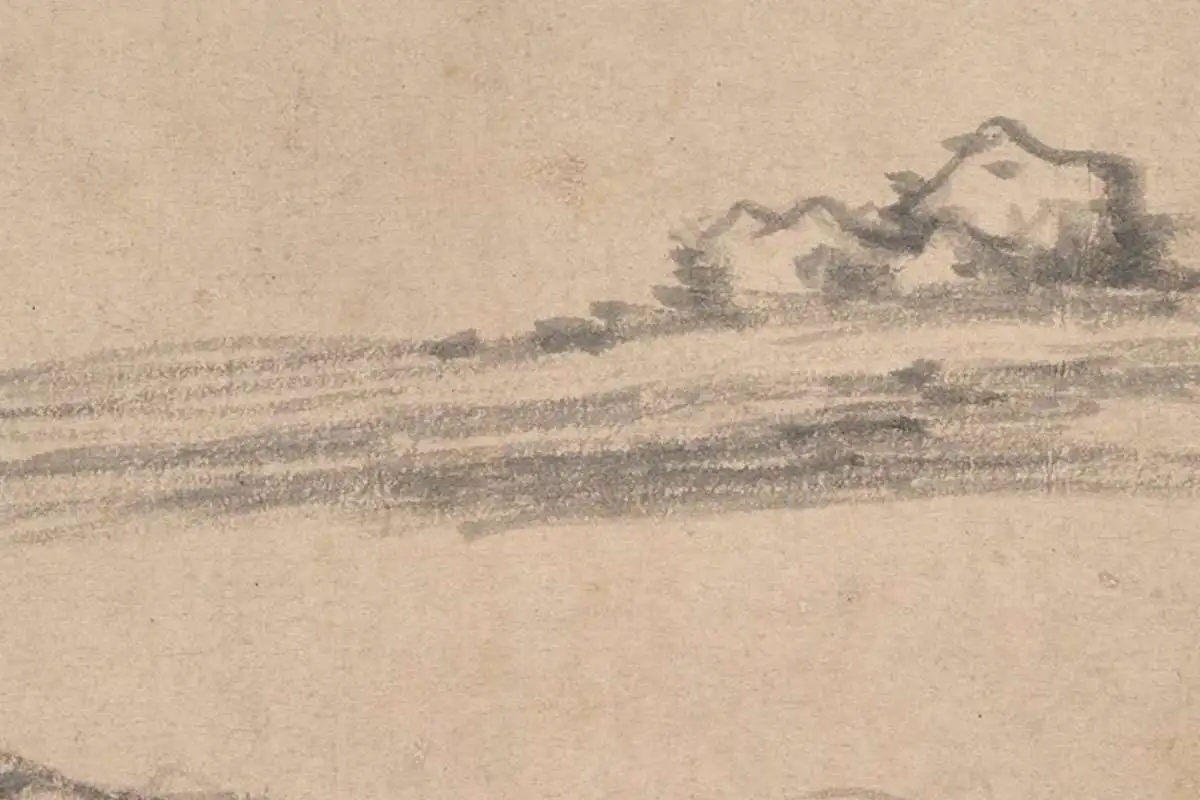 倪瓒《江渚风林图》高清大图局部细节 (3)