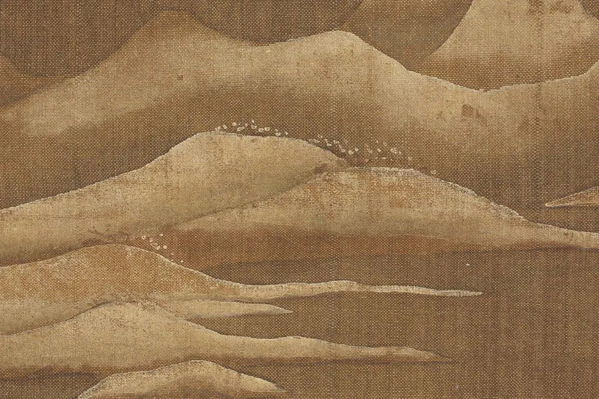 杨升没骨山水画《蓬莱飞雪图》高清大图局部细节 (7)