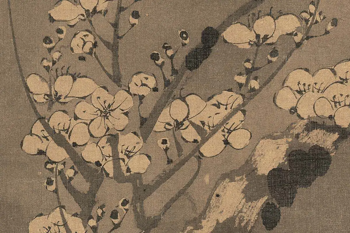 陈宪章国画梅花《烟笼玉树图》高清大图局部细节 (3)