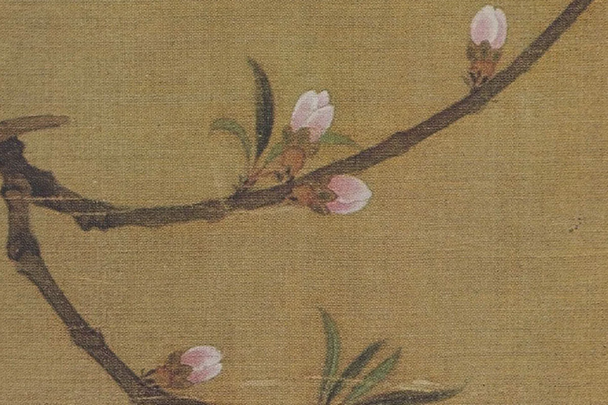 赵佶花鸟画《桃鸠图》局部 (5)