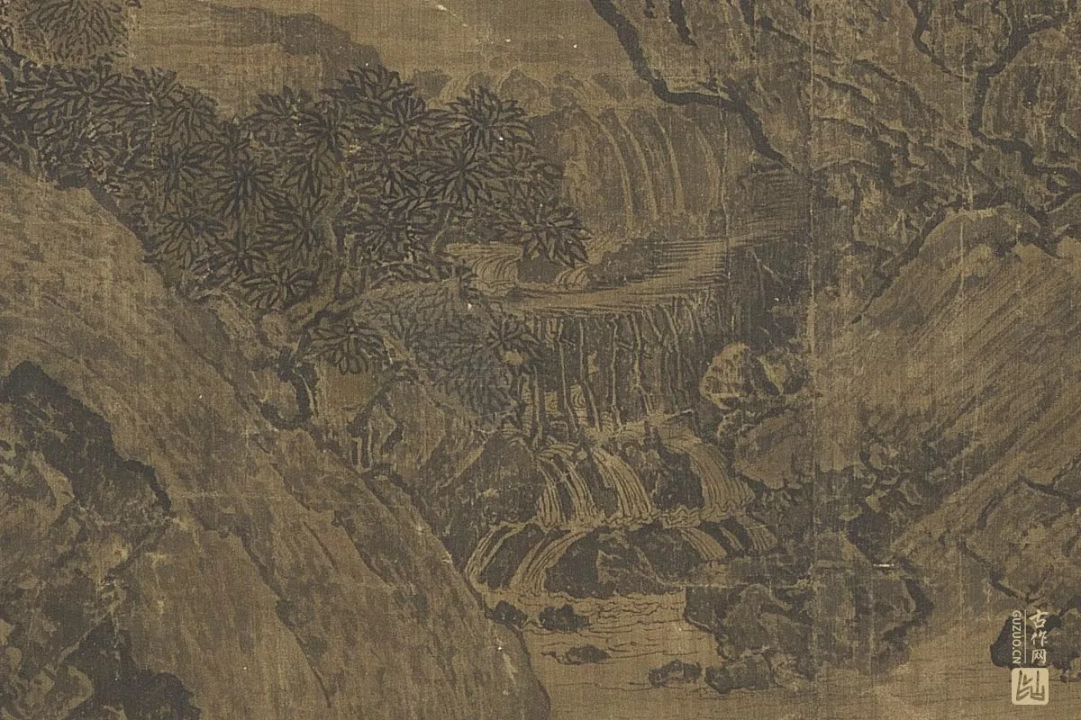 北宋山水画·范宽《溪山行旅图》高清大图局部细节 (1)