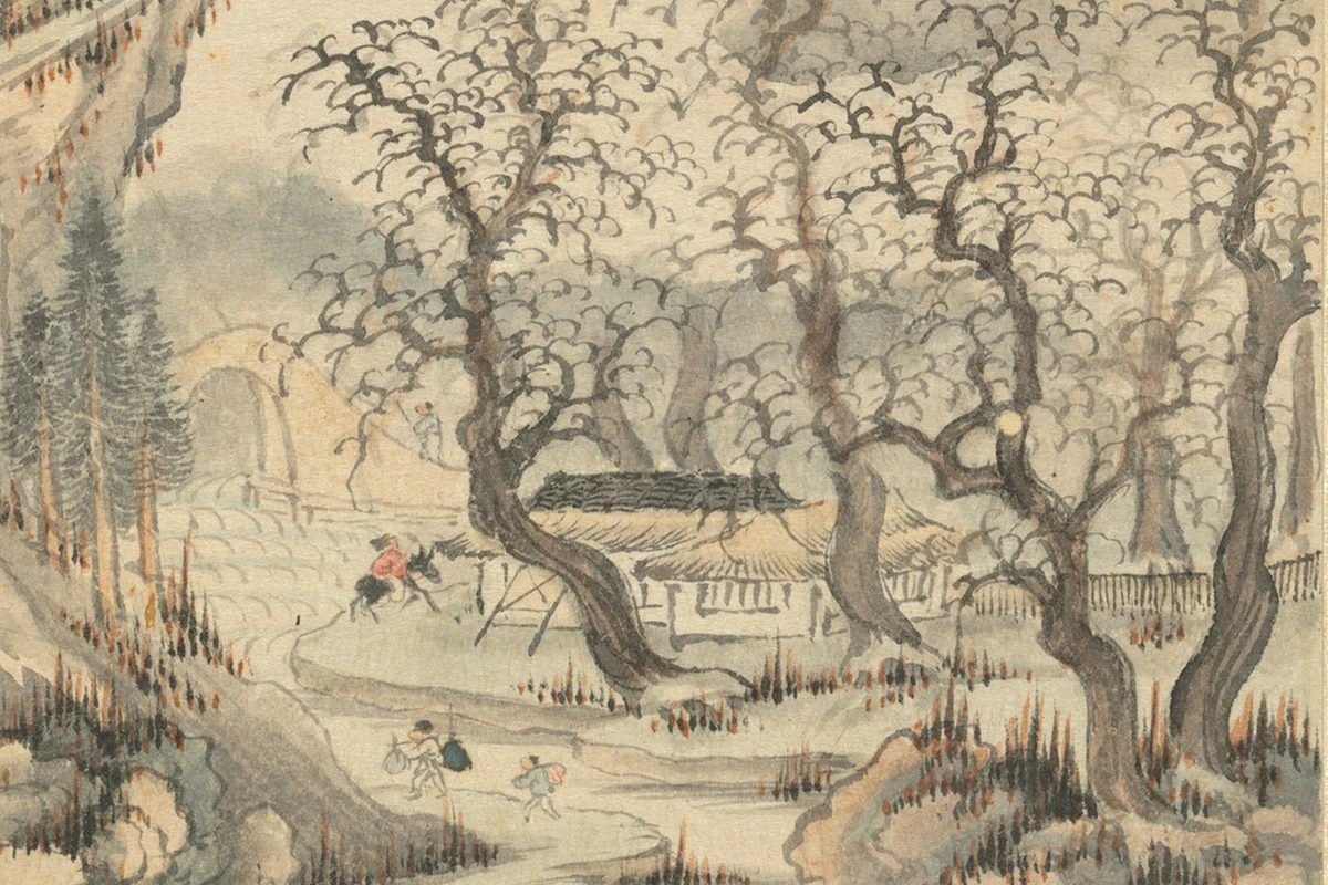 王翚《仿郭熙秋山晓行图》局部 (3)