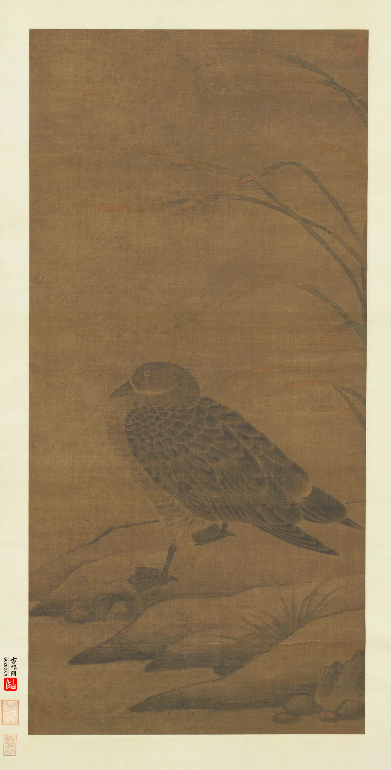 工笔画《芦汀宿雁图》