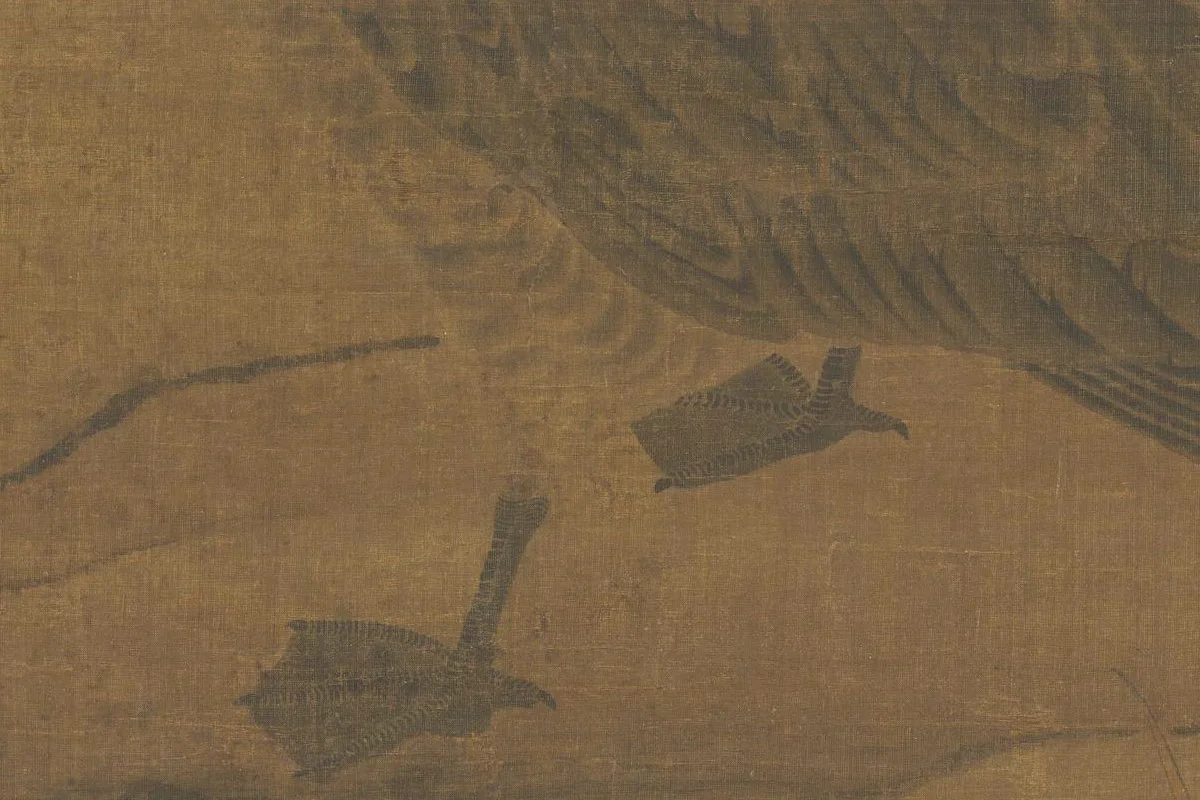 工笔画《芦汀宿雁图》局部 (2)