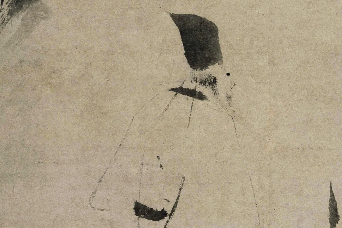 徐渭水墨画《驴背吟诗图》局部 (1)