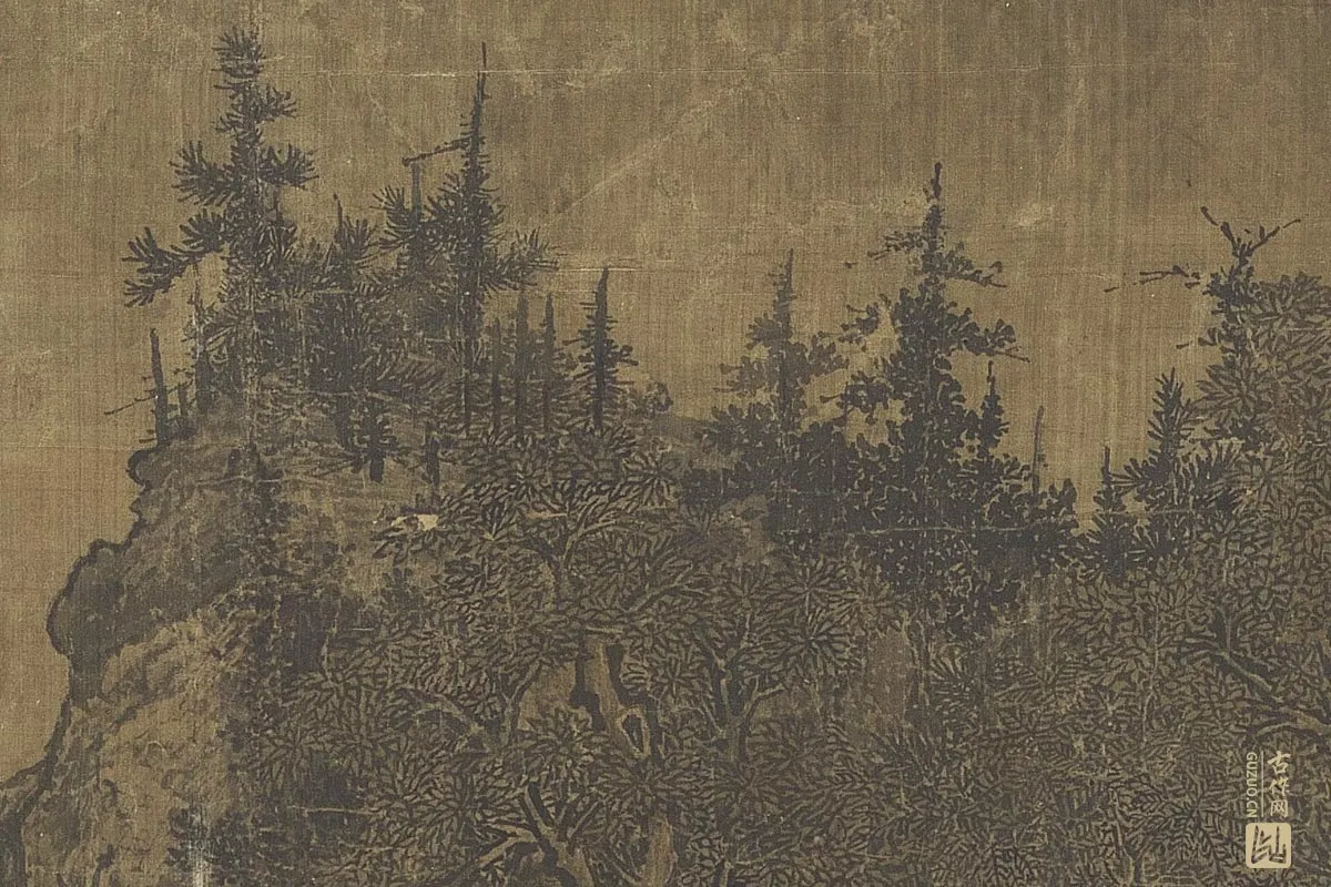 北宋山水画·范宽《溪山行旅图》高清大图局部细节 (2)