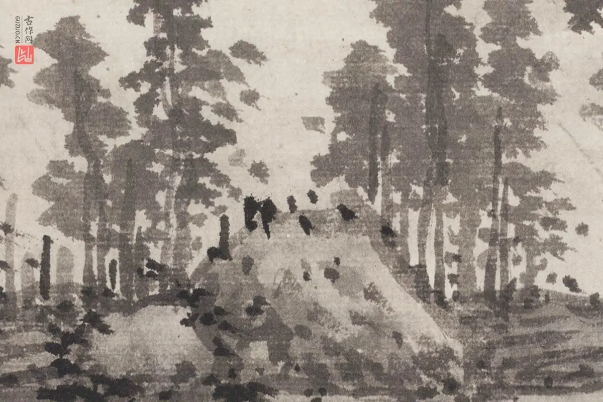 沈周《烟江叠嶂图》高清大图局部细节 (3)