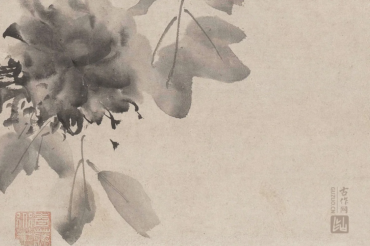 徐渭《水墨牡丹图》局部 (1)