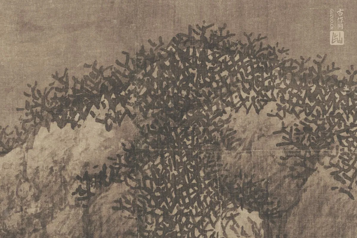 范宽雪景山水画《雪景寒林图》高清大图局部细节 (10)