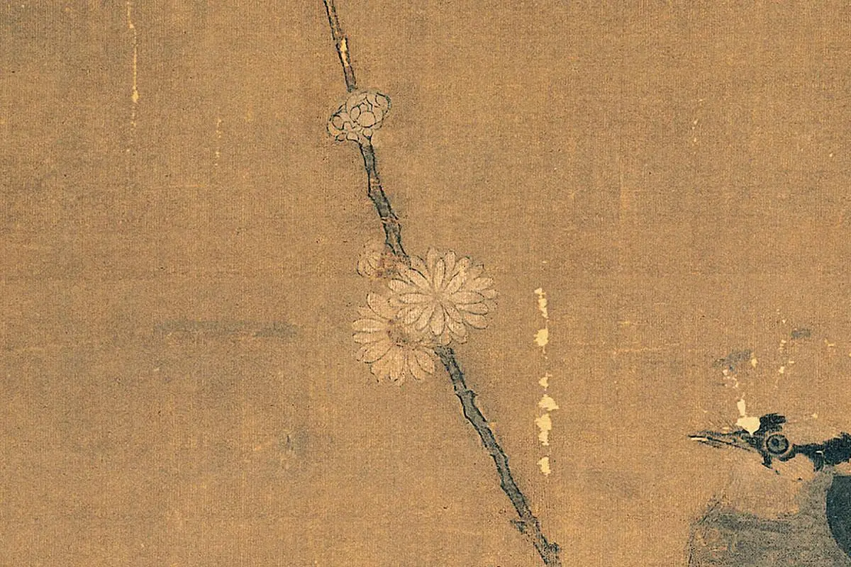 赵佶花鸟画《腊梅山禽图》局部 (2)