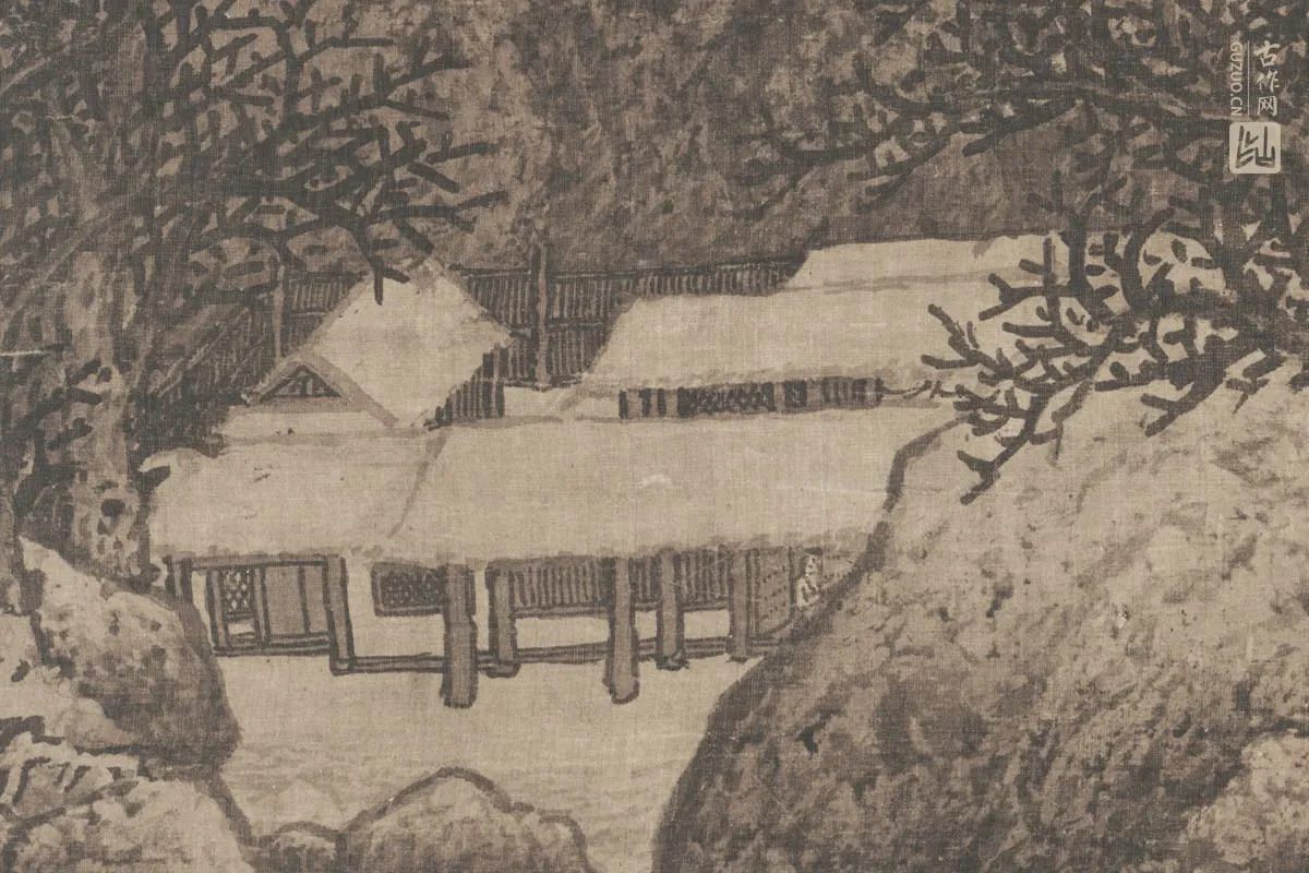 范宽雪景山水画《雪景寒林图》高清大图局部细节 (4)