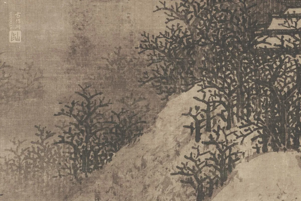 范宽雪景山水画《雪景寒林图》高清大图局部细节 (6)