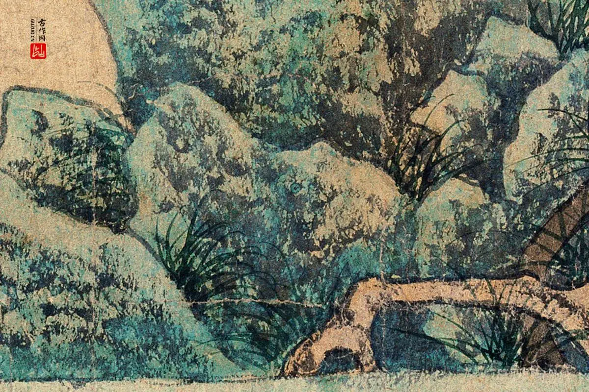 赵孟頫人物画《红衣罗汉图》高清大图局部细节 (5)