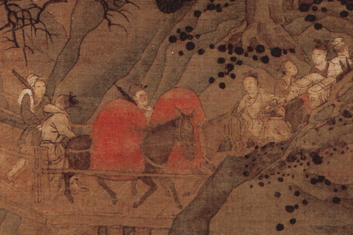 赵孟頫山水人物《蜀道难》局部 (1)