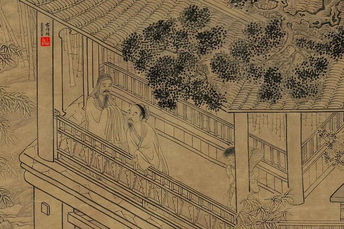 赵孟頫、管道升《鸥波亭图》局部 (1)