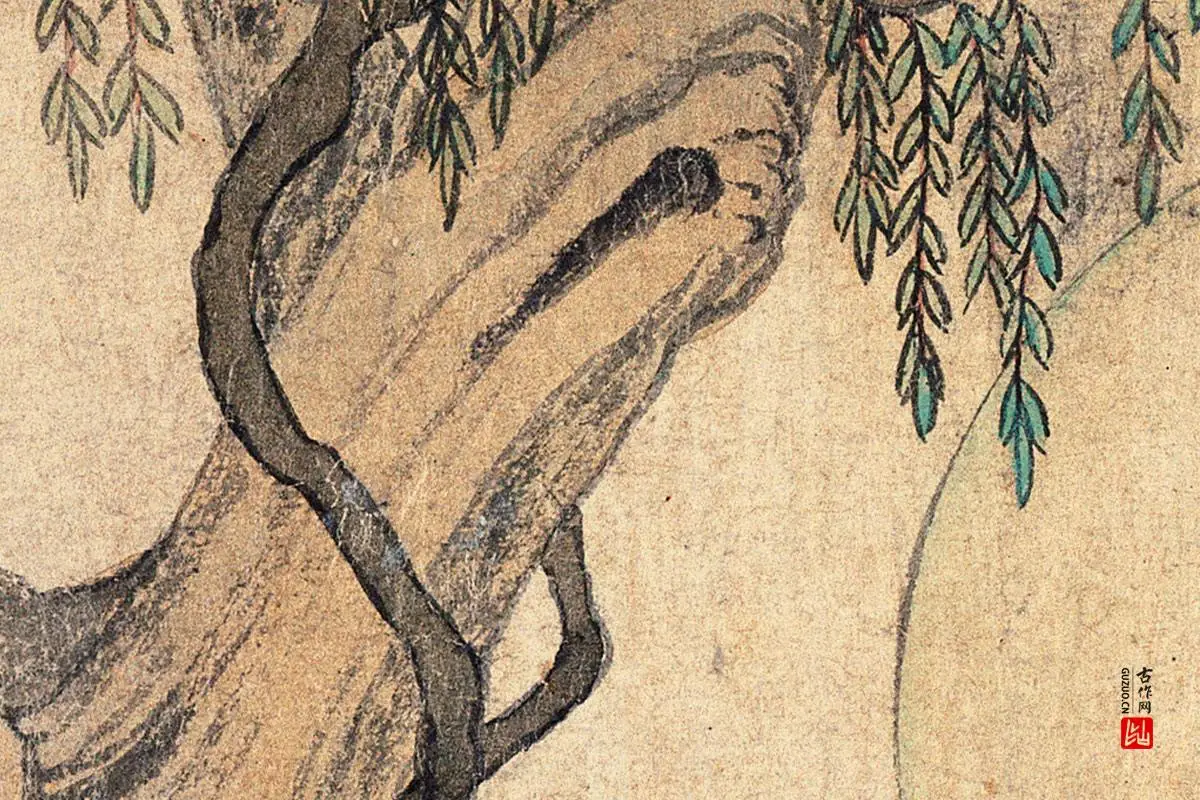 赵孟頫人物画《红衣罗汉图》高清大图局部细节 (2)