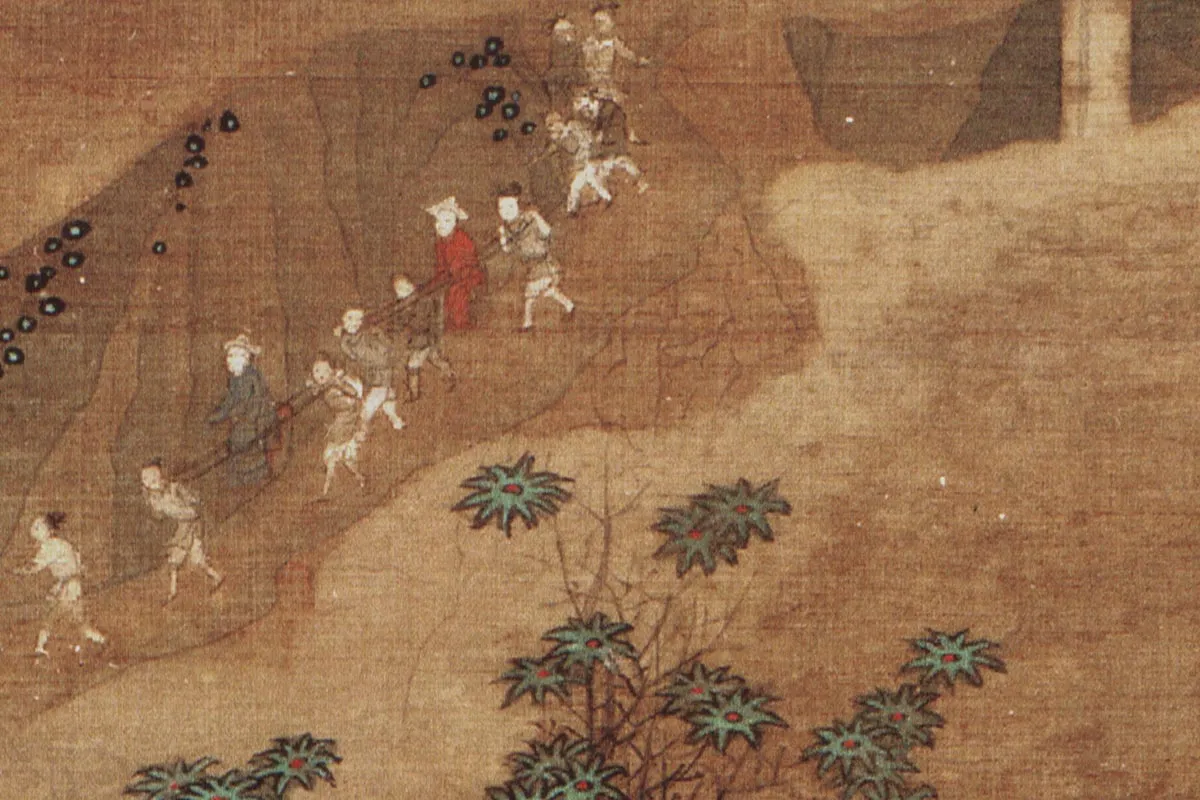 赵孟頫山水人物《蜀道难》局部 (5)