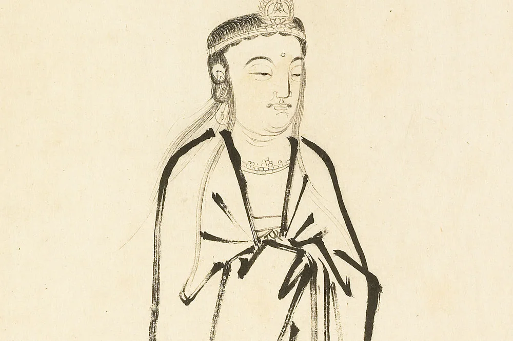 丁云鹏白描画《观音大士像》局部 (6)