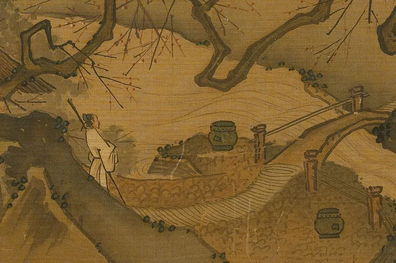 李唐画梅《策杖探梅》局部-2