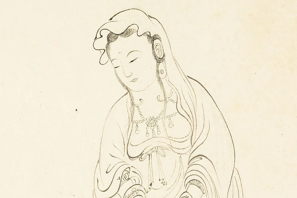 丁云鹏白描画《观音大士像》局部 (5)