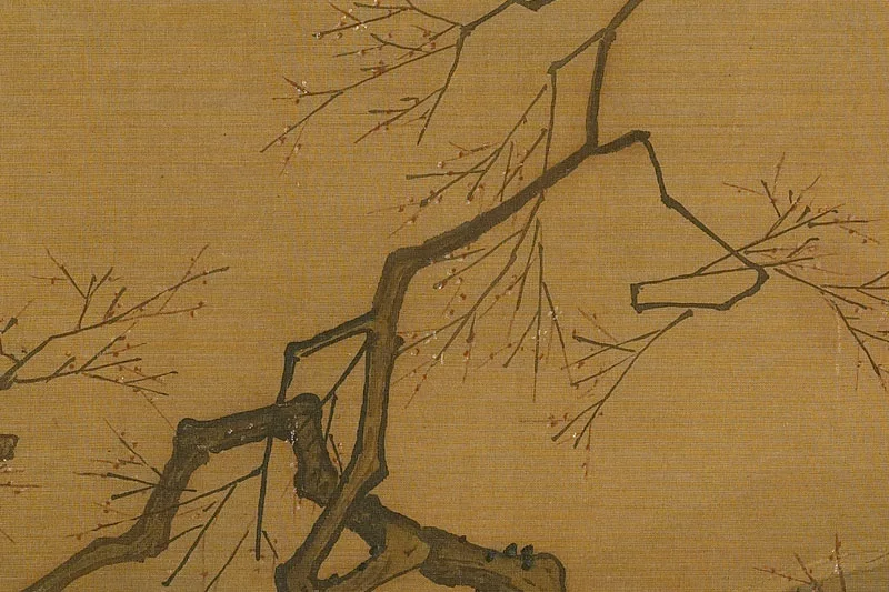 李唐画梅《策杖探梅》局部-1