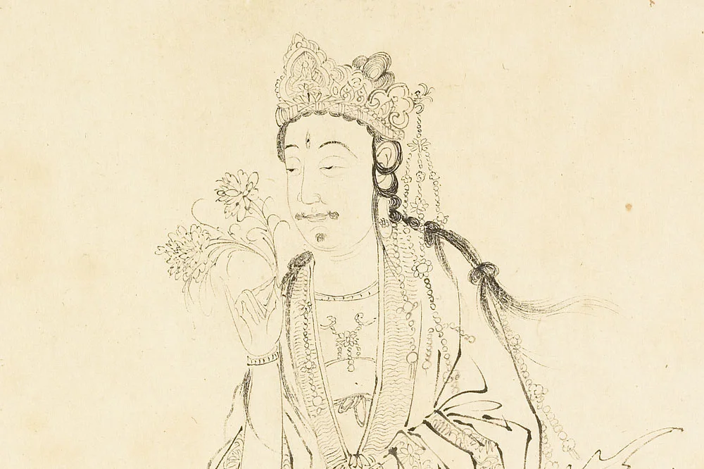 丁云鹏白描画《观音大士像》局部 (3)