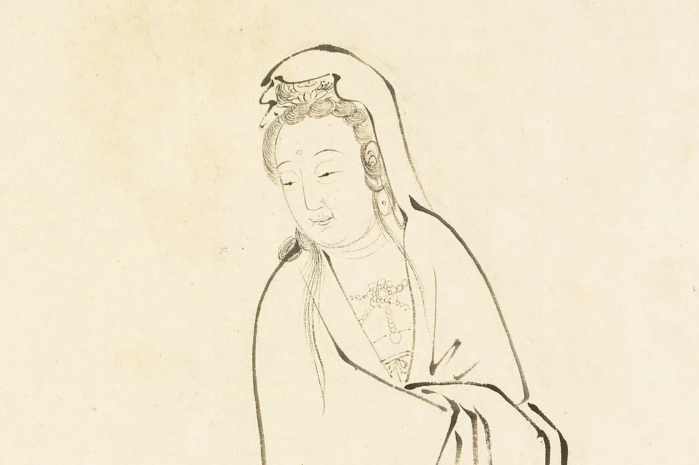 丁云鹏白描画《观音大士像》局部 (1)