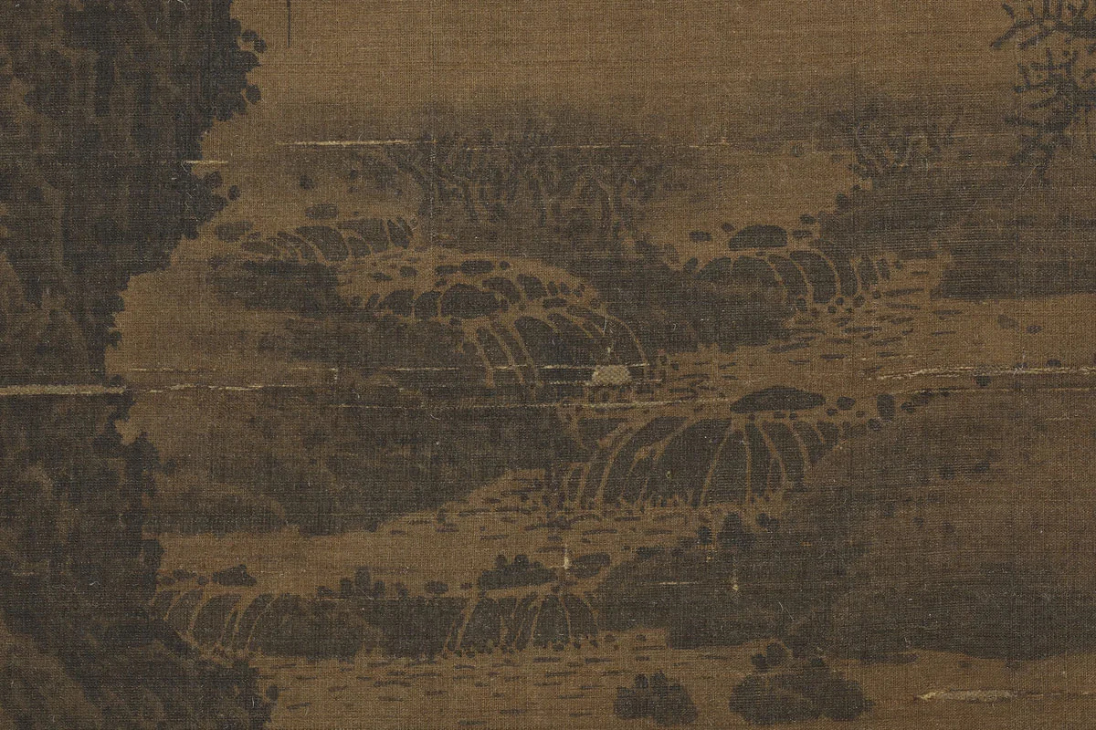 李唐山水画《烟岚萧寺图》局部 (1)