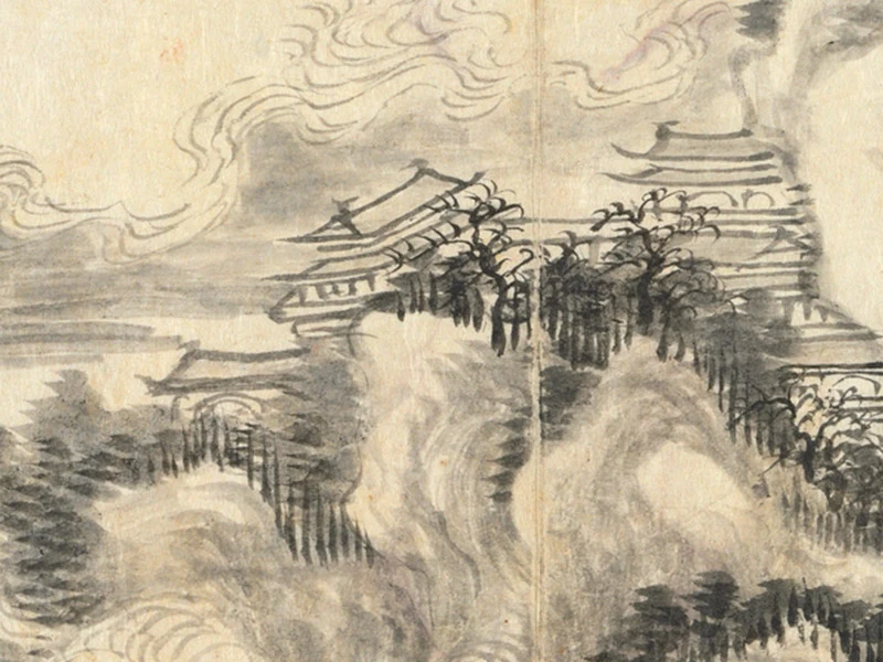 王翚《仿燕文贵山水》高清图片局部 (1)