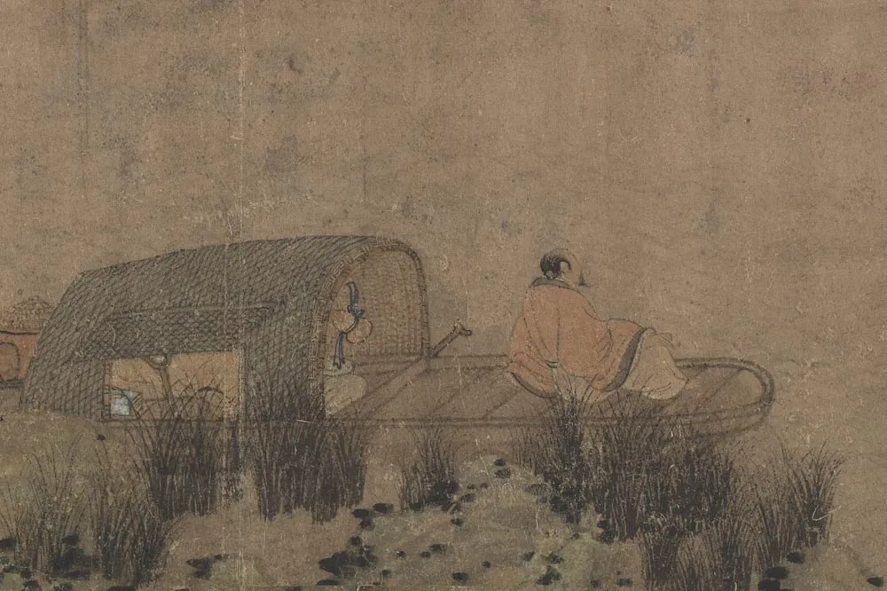 赵雍山水人物画《红叶疏篷》 (1)