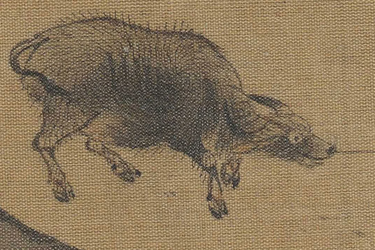 夏禹玉《雪溪放牧图》局部 (2)