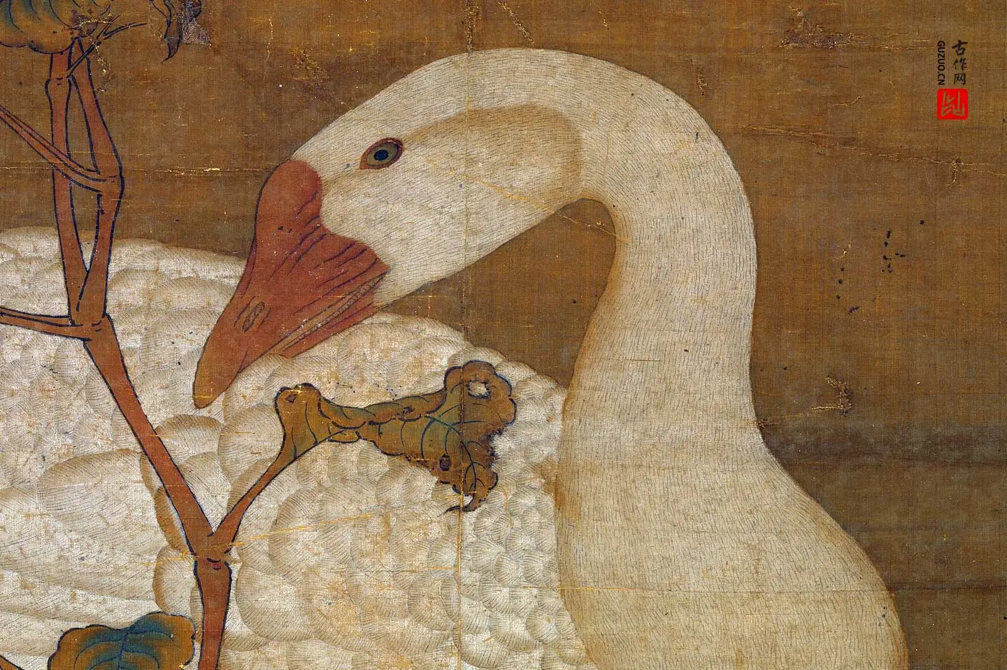 宋徽宗《红蓼白鹅图》局部 (1)