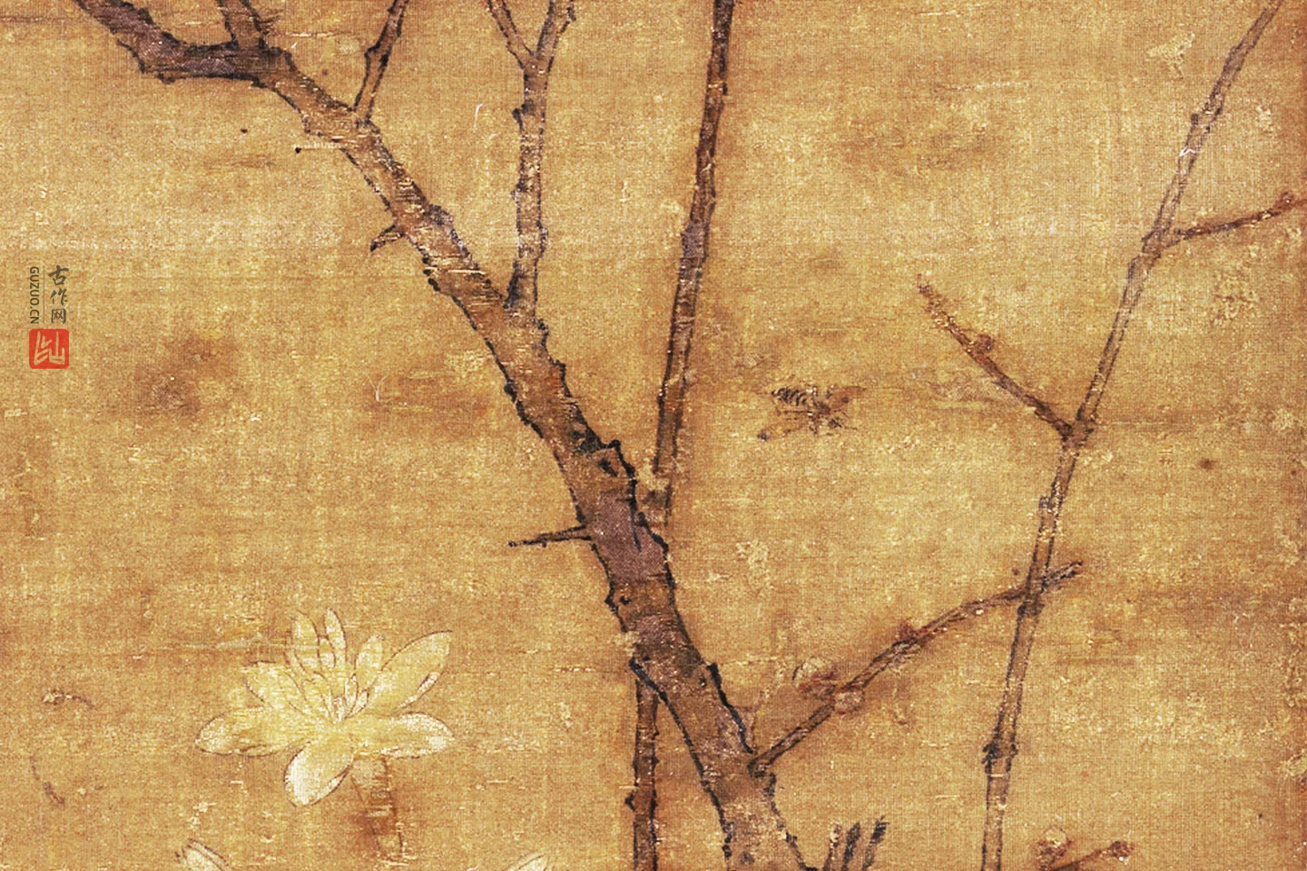 宋徽宗赵佶花鸟画《蜡梅山禽图》局部 (3)